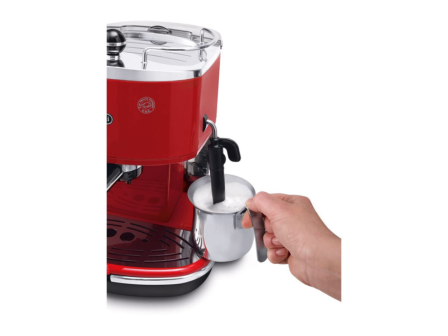 KaffiZone - Icona Manuelli Espresso-Maschine, für Kaffeepulver oder Kapsle, Rot - KaffiZone