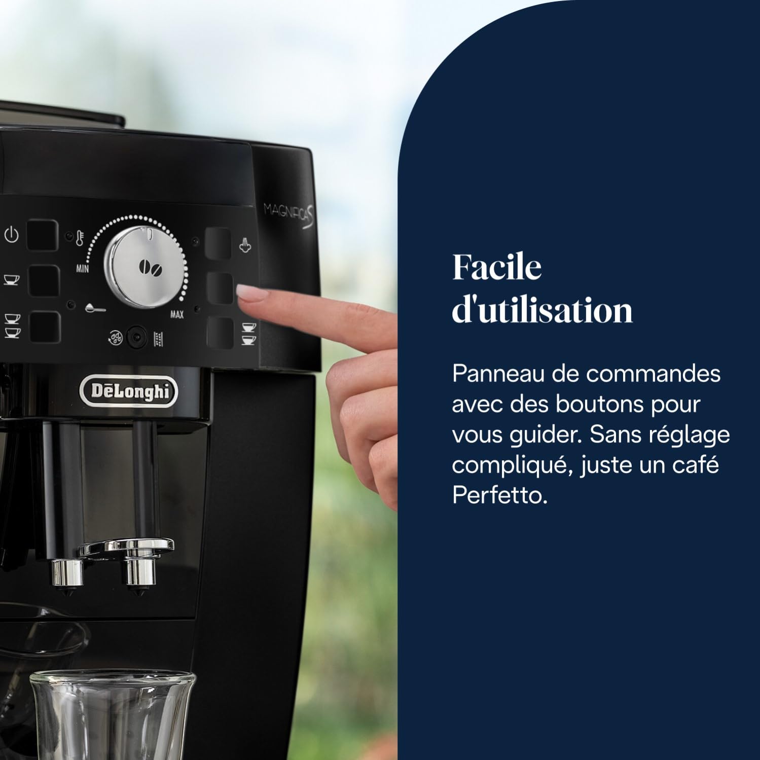 KaffiZone - Magnifica S - Perfetti automatische Kaffeemaschine mit manuellem Milchschäumer, Schwarz - KaffiZone