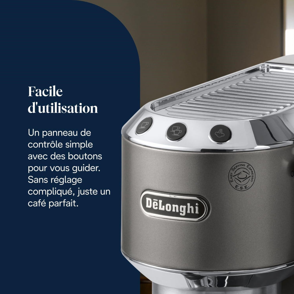 KaffiZone - Dedica Style-Perfetto kompakti Espresso-Maschine, Titan - KaffiZone