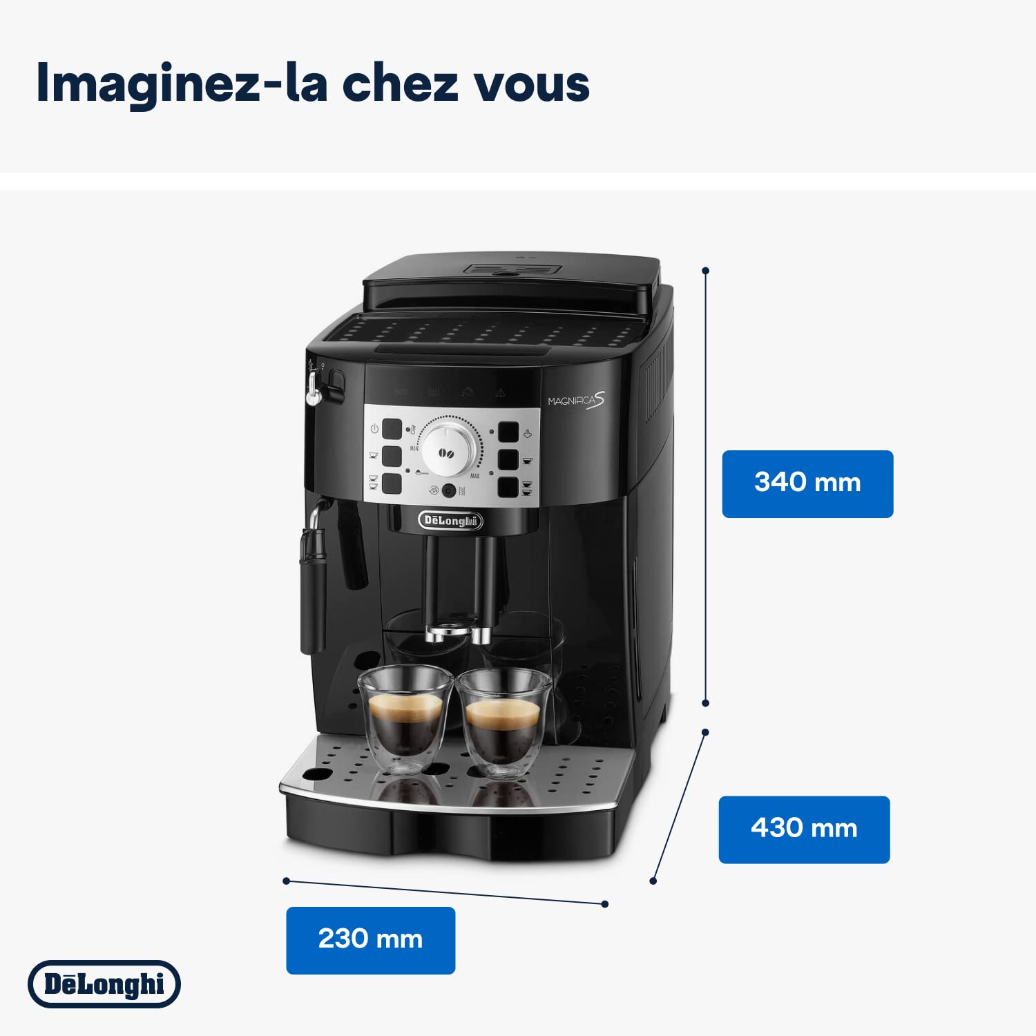 KaffiZone - Magnifica S - Perfetti automatische Kaffeemaschine mit manuellem Milchschäumer, Schwarz - KaffiZone