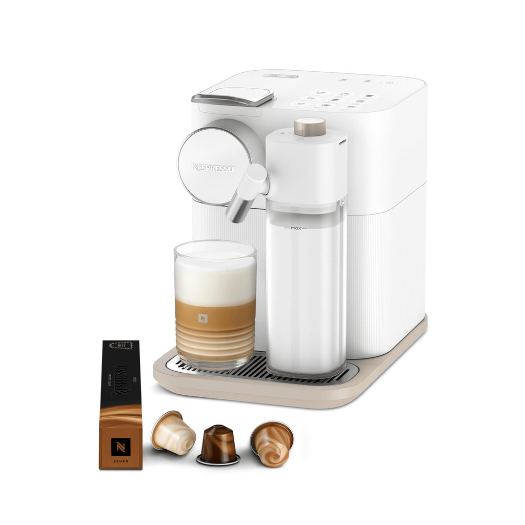 KaffiZone - Gran Lattissima Kaffeemaschine Wiiss, 19 Bar + Willkommenskit, kompakts Design, Espresso, Lungo und Milchrezept, Automatischi Abschaltig, Wiiss - KaffiZone