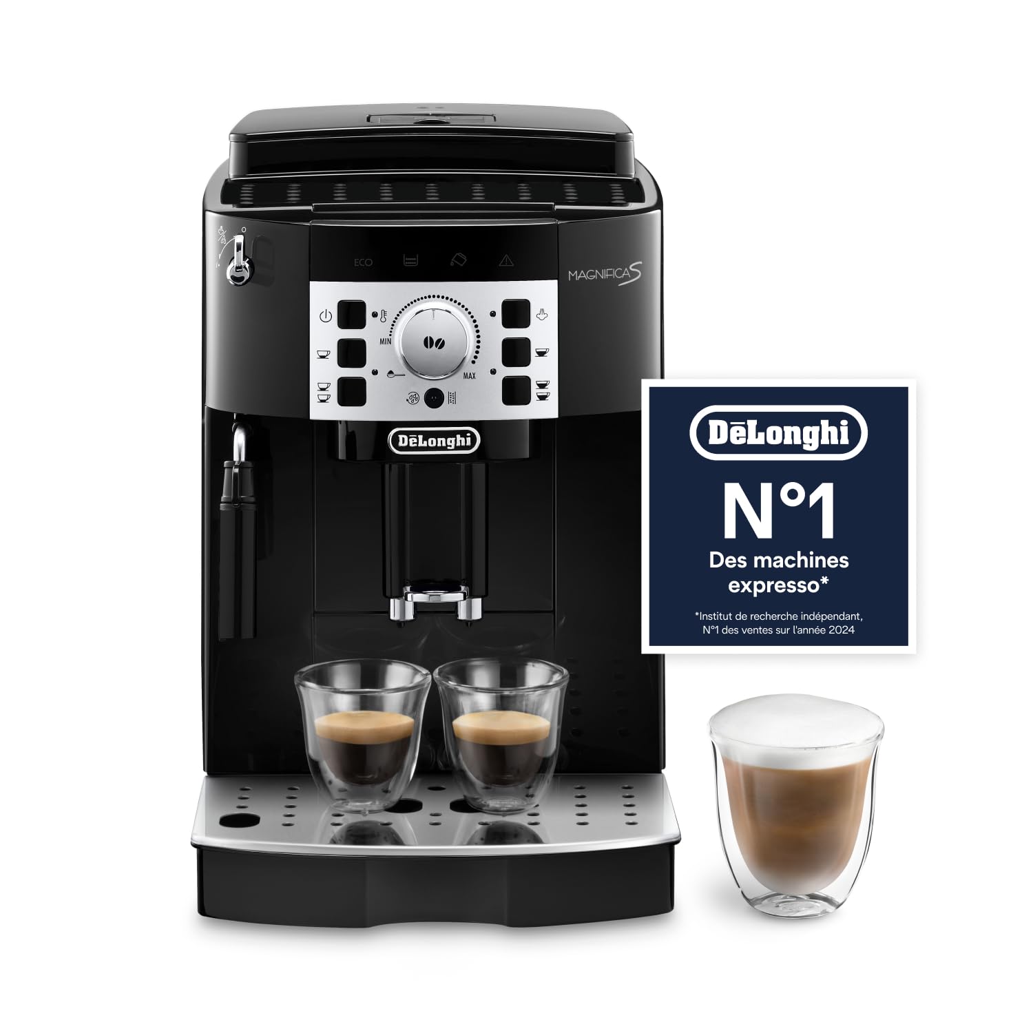 KaffiZone - Magnifica S - Perfetti automatische Kaffeemaschine mit manuellem Milchschäumer, Schwarz - KaffiZone