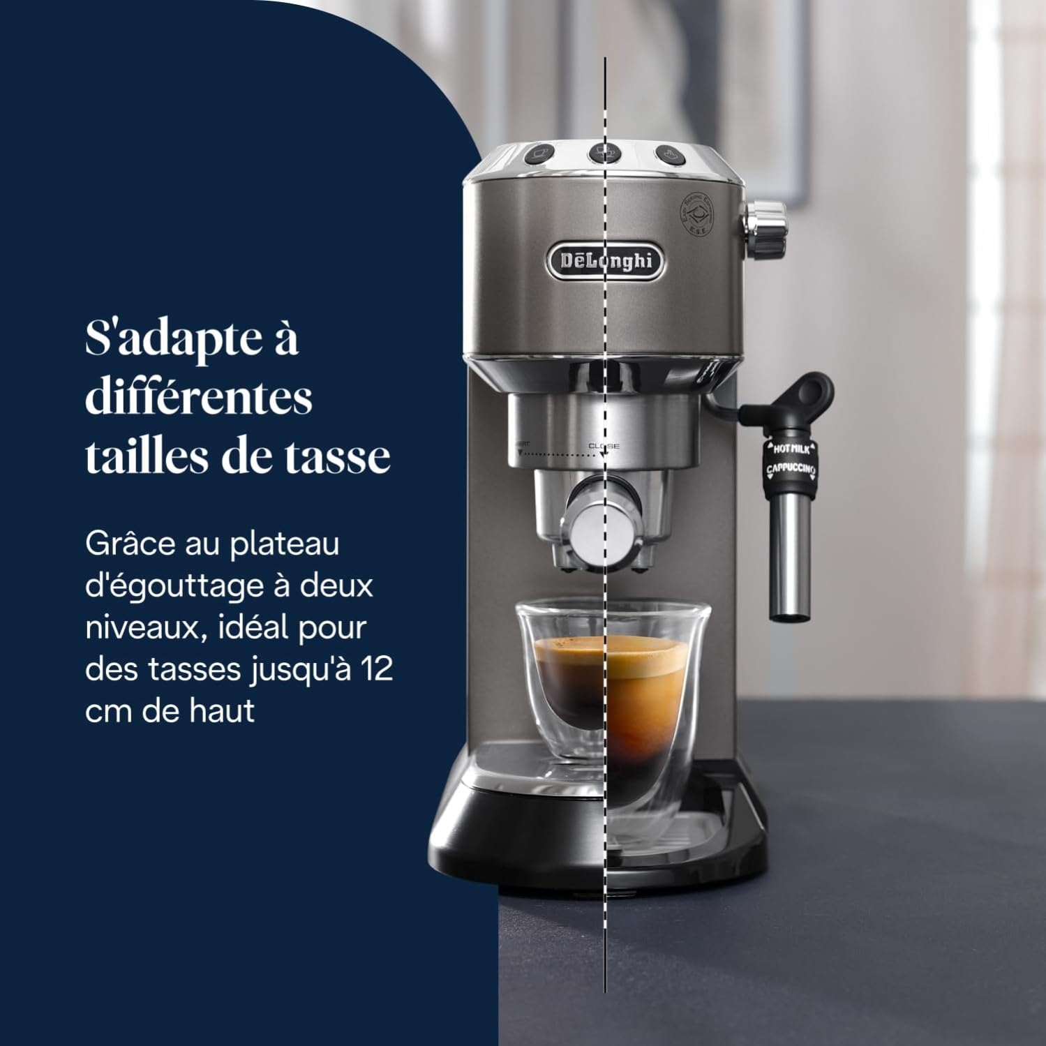 KaffiZone - Dedica Style-Perfetto kompakti Espresso-Maschine, Titan - KaffiZone
