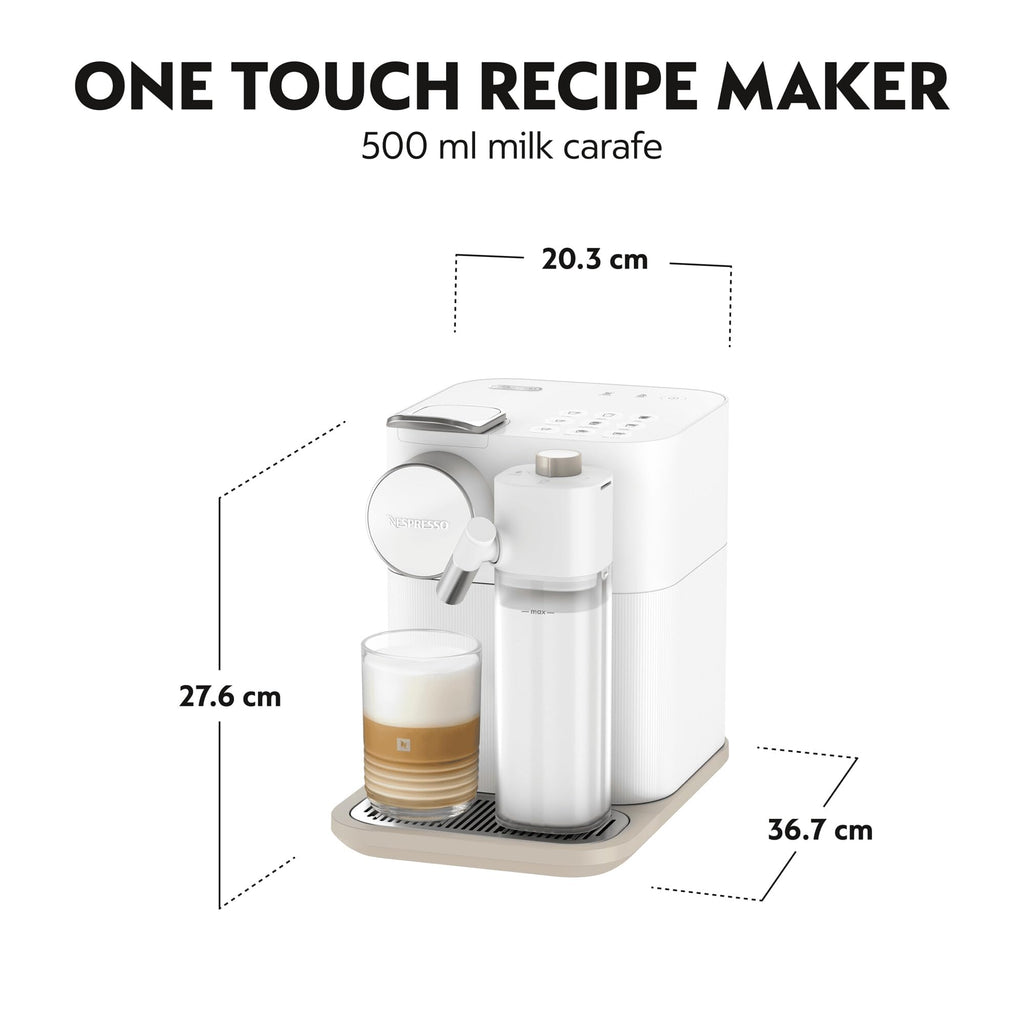 KaffiZone - Gran Lattissima Kaffeemaschine Wiiss, 19 Bar + Willkommenskit, kompakts Design, Espresso, Lungo und Milchrezept, Automatischi Abschaltig, Wiiss - KaffiZone