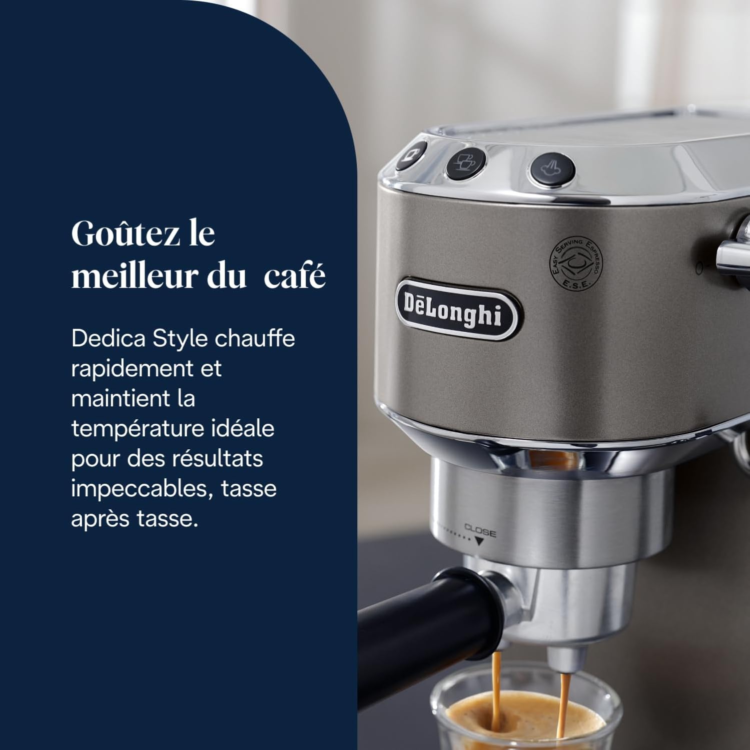 KaffiZone - Dedica Style-Perfetto kompakti Espresso-Maschine, Titan - KaffiZone