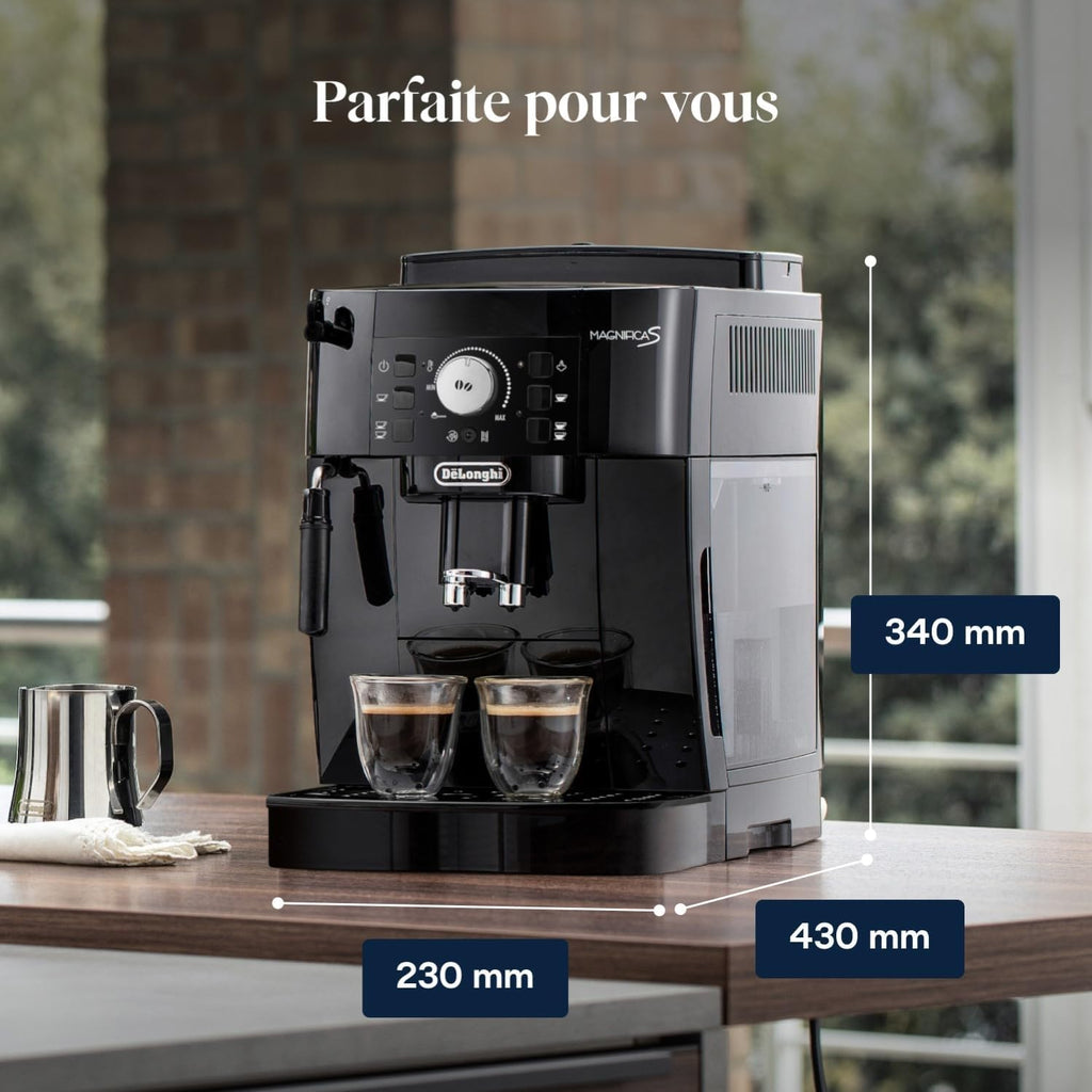 KaffiZone - Magnifica S - Perfetti automatische Kaffeemaschine mit manuellem Milchschäumer, Schwarz - KaffiZone