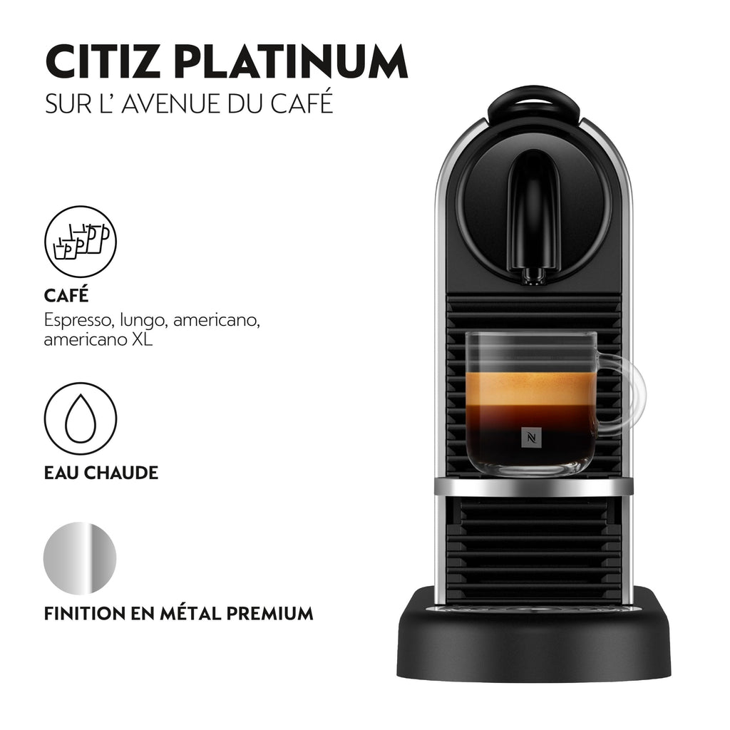 KaffiZone - Citiz Kaffeemaschine Silber, 19 Bar + Willkommenskit, moderns Design, Espresso, Lungo und Americano, automatischi Abschaltig - KaffiZone