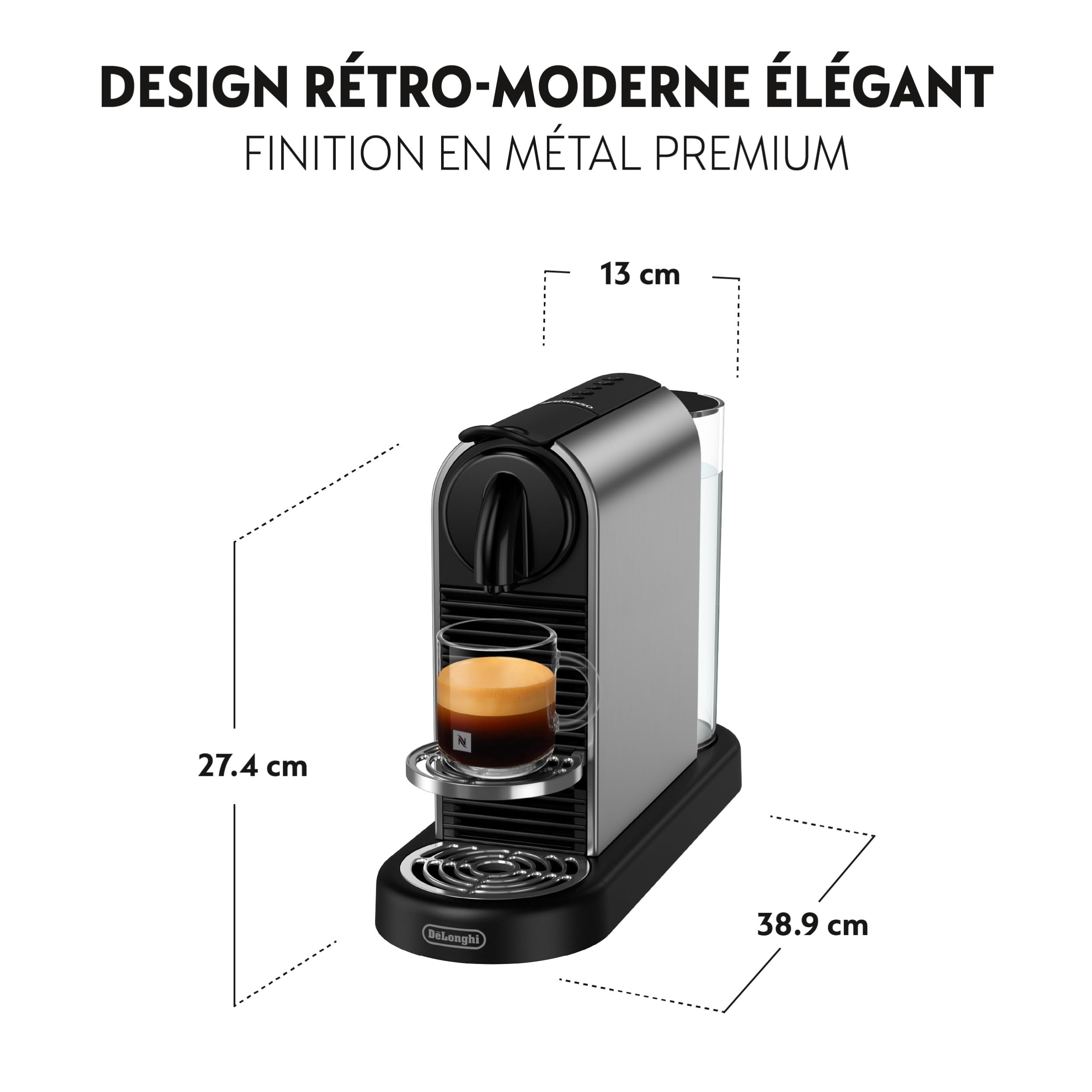 KaffiZone - Citiz Kaffeemaschine Silber, 19 Bar + Willkommenskit, moderns Design, Espresso, Lungo und Americano, automatischi Abschaltig - KaffiZone