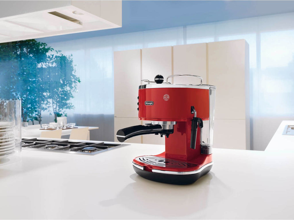 KaffiZone - Icona Manuelli Espresso-Maschine, für Kaffeepulver oder Kapsle, Rot - KaffiZone