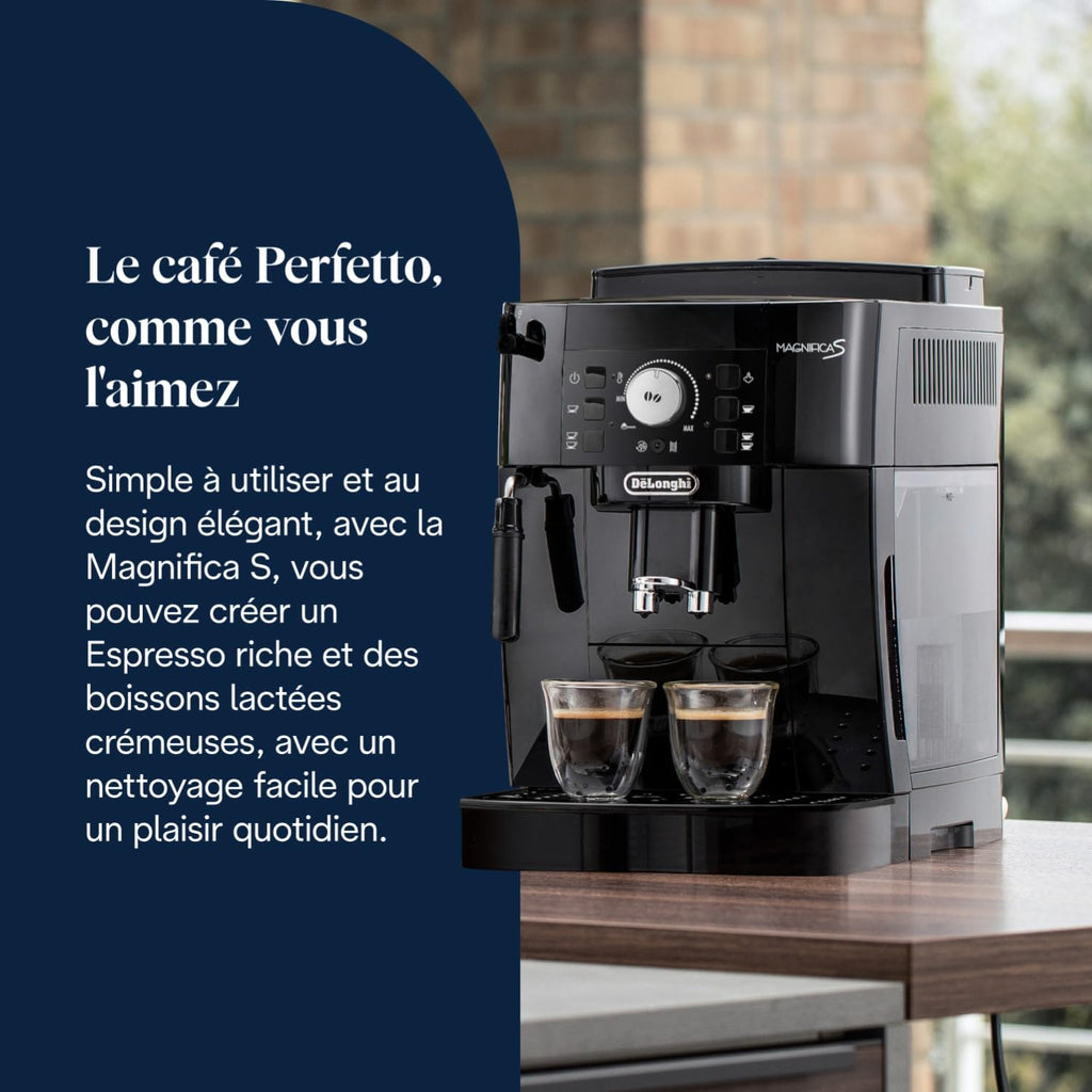 KaffiZone - Magnifica S - Perfetti automatische Kaffeemaschine mit manuellem Milchschäumer, Schwarz - KaffiZone