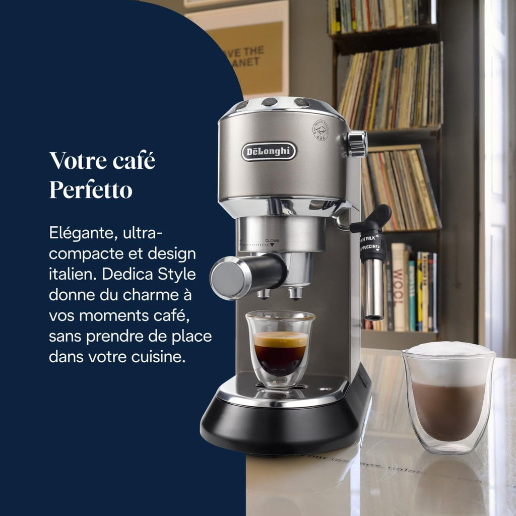 KaffiZone - Dedica Style-Perfetto kompakti Espresso-Maschine, Titan - KaffiZone