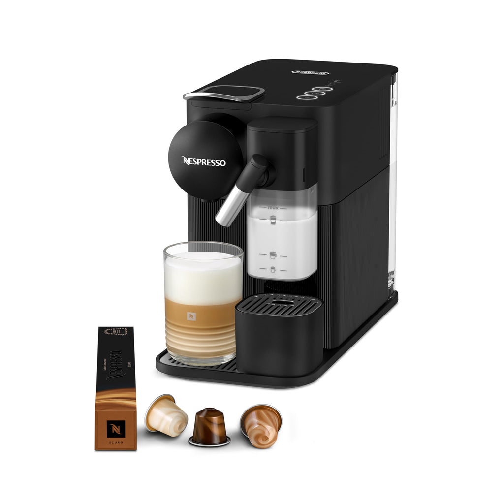 KaffiZone - Lattissima One Schwarzi Kaffeemaschine, 19 Bar + Willkommenskit, kompakts Design, Espresso, Lungo und Milchrezept, Automatischi Abschaltig, Schwarz - KaffiZone