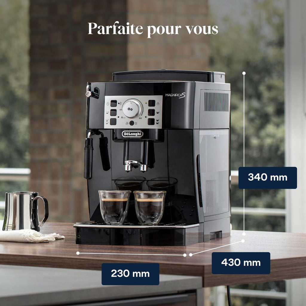 KaffiZone - Magnifica S - Perfetti automatische Kaffeemaschine mit manuellem Milchschäumer, Schwarz - KaffiZone