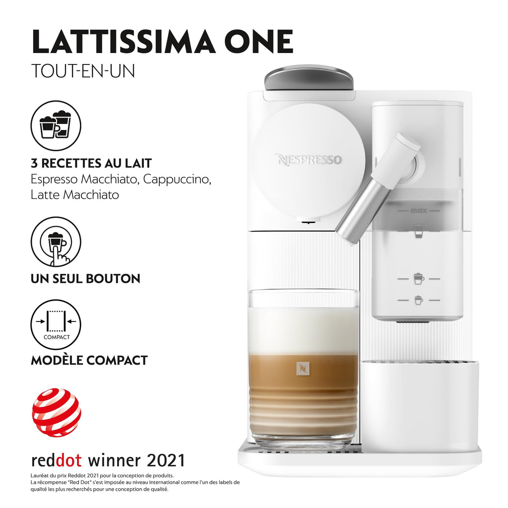 KaffiZone - Lattissima One Kaffeemaschine Wiiss, 19 Bar + Willkommenskit, Wiiss - KaffiZone